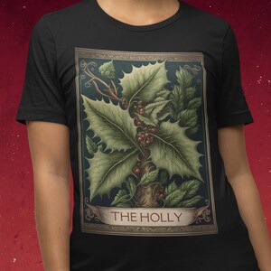 Botanische Tarot Card Shirt Holly Tarot Shirt Holly Shirt Tarot Card T Shirt Tarot Shirts Vrouwen Botanische Shirt December Geboorte Maand Bloem