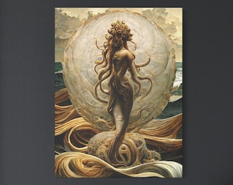 Birth of Medusa Stretched Canvas Print Greek Mythology Art Medusa Art Medusa Wall Art Medusa Art Print Medusa Wall Decor Mythology Wall Art