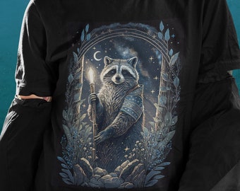 Celestial Mapache Camisa Tarot Carta Camisa Tarot Camisa Tarot Camisas Mujeres Tarot Carta Camiseta Mapache Regalos Camisa Mística Camisas Extrañas
