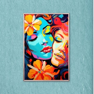 Pop Art Style Sapphic Art Lesbian Wall Art Sapphic Art Print Sapphic Queer Art Lesbian Art Print Queer Art Print WLW Art Subtle Pride Art