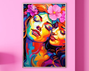 Estilo pop arte arte sáfico arte lésbico pared arte sáfico arte impresión sáfico queer arte lesbiana arte impresión queer arte impresión WLW arte sutil orgullo arte