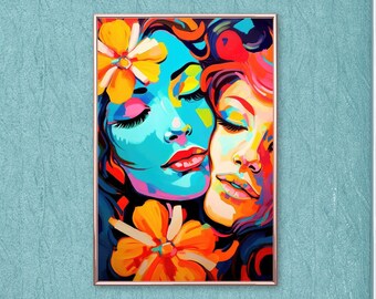 Estilo pop arte arte sáfico arte lésbico pared arte sáfico arte impresión sáfico queer arte lesbiana arte impresión queer arte impresión WLW arte sutil orgullo arte