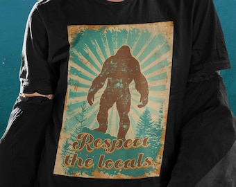 Rispetto la gente del posto Bigfoot camicia Cryptid camicia Big Foot camicia camicia soprannaturale Cryptids T-shirt camicia folclore Cryptozoology Sasquatch Tee