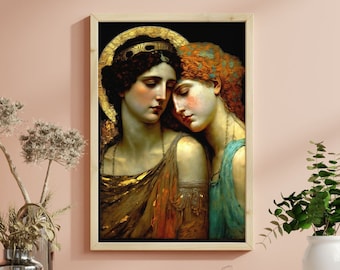 Sappho and Her Lover Art Print Klassische Art Sapphic Art Print Lesbian Art Sappho Print Queer Art Lesbian Art Print Lesbian Wall Art