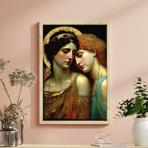 Sappho and Her Lover Art Print Classic Art Sapphic Art Print Lesbian Art Sappho Print Queer Art Lesbian Art Print Lesbian Wall Art