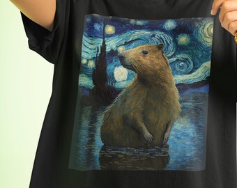 Capybara Starry Night Shirt Oddly Specific Shirt Weird Shirt Capybara Meme Shirt Funny Capybara Shirt Capybara Gift