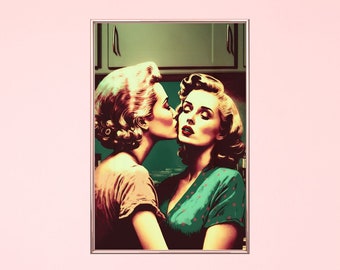 Retro Housewives Sapphic Art Lesbian Wall Art Sapphic Art Print Sapphic Queer Art Lesbian Art Print Queer Art Print WLW Wall Art