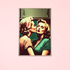 Casalinghe retrò Sapphic Art Lesbiche Wall Art Sapphic Art Print Sapphic Queer Art Lesbiche Stampa artistica Queer Art Print WLW Wall Art
