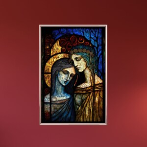 Sappho and Her Lover Art Print Stained Glass Style Sapphic Art Print Lesbian Art Sappho Print Queer Art Lesbian Art Print Lesbian Wall Art