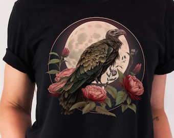 Floral Vulture Shirt Vulture Culture Clothes Crowcore Shirt Cottagecore Shirt Raven Shirt Dark Academia Clothing Crowcore Clothing