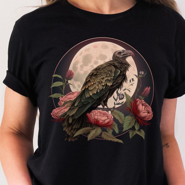 Floral Vulture Shirt Vulture Culture Clothes Crowcore Shirt Cottagecore Shirt Raven Shirt Dark Academia Clothing Crowcore Clothing