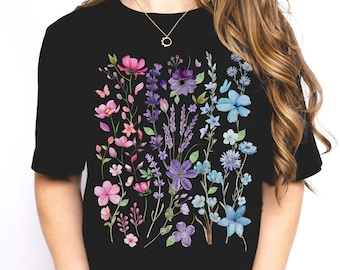 Bi Pride Wildflowers Shirt Subtle Bi Pride Shirt Bisexual Shirt Discreet Pride Shirt Butterfly Shirt Bisexual Flower Shirt LGBTQ Pride Shirt