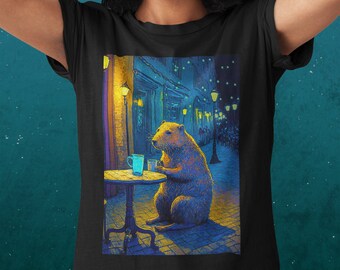 Capy Terrace at Night TShirt Capybara Shirt  Oddly Specific Shirt Weird Shirt Capybara Meme Shirt Funny Capybara Shirt