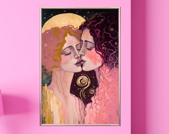 Sapphic Art Lesbian Art Sapphic Art Print Sapphic Queer Art Lesbian Art Print Queer Art Print WLW Art Lesbian Wall Art Subtil Pride Print