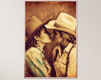 Cowgirls Vintage Photo Style Sapphic Art Lesbian Wall Art Sapphic Art Print Sapphic Queer Art Lesbian Art Print Queer Art Print WLW Art