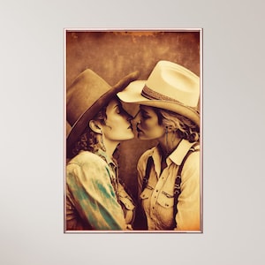 Cowgirls Vintage Photo Style Sapphic Art Lesbian Wall Art Sapphic Art Print Sapphic Queer Art Lesbian Art Print Queer Art Print WLW Art