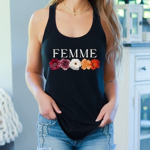 Femme Lesben Wildblumen Tank Top Dezente Lesben Pride Tank Sapphic Shirt Dezenter Stolz Tank Top Pride Outfit Lesben Blumen Shirt LGBTQ