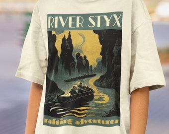 River Styx Rafting Adventures Vintage Poster Shirt Greek Mythology Shirt Dark Academia Clothing Literary Shirt Bookish Shirt Reading Shirt