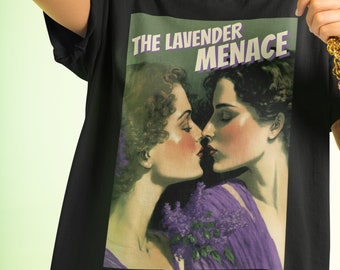 The Lavender Menace Lesbian Pulp Book Cover Shirt Sapphic Shirt Subtle Lesbian Pride Lesbian Gift Lesbian Shirt Queer Shirt