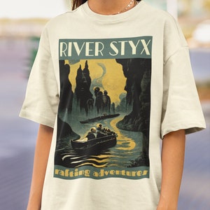 River Styx Rafting Adventures Vintage Poster Shirt Greek Mythology Shirt Dark Academia Clothing Literary Shirt Bookish Shirt Reading Shirt