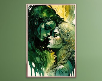 Sapphic Art Ethereal Fairy Watercolor Style Lesbian Art Sapphic Art Print Sapphic Queer Art Lesbian Art Print Queer Art Print WLW Art