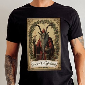 Krampus Shirt Vintage Christmas Card Shirt Cryptid Shirt   Christmas Work Shirt Horror Shirt Weird Shirt Monster Shirt