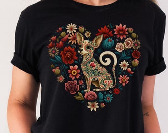 Florales Chihuahua Shirt Cottagecore Chihuahua Mom Shirt Cottagecore Shirt Cottagecore Kleidung Chihuahua Liebhaber Geschenk Florales Hundeshirt