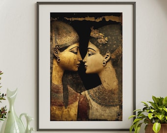 Egyptian Sapphic Art Print Lesbian Wall Art Sapphic Queer Art Lesbian Art Print Queer Art Print WLW Art Lesbian Poster Egyptian Decor