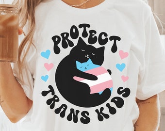 Protect Trans Kinder Katze Trans Pride Shirt LGBTQ Shirt Queer Shirt Queer Kleidung Transgender Shirt Pride Month Shirt Pride Ally Shirt