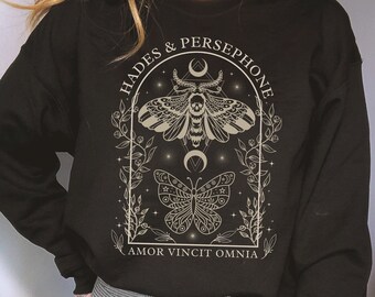 Hades und Persephone Motte und Schmetterling Mythologie Pullover Bookish Sweatshirt Dark Academia Kleidung Griechische Mythologie Mystical Olympus