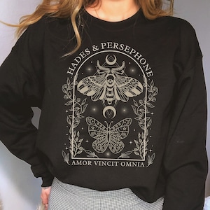 Hades and Persephone Moth and Butterfly Mythology Sweater Bookish Sweatshirt Dark Academia Clothing Greek Mythology Mystical Olympus