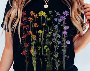 Gay Pride Wildflowers Shirt Subtle Pride Shirt Discreet Pride Shirt Subtle Gay Pride Pride Outfit Rainbow Flowers Shirt LGBTQ Pride Shirt