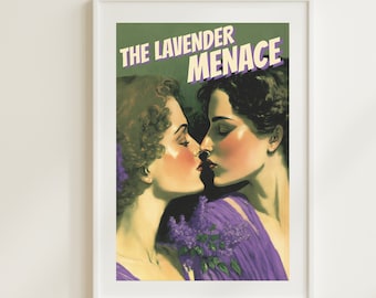 Lesbian Pulp Book Cover Poster The Lavender Menace Sapphic Art Print Lesbian Art Print WLW Art Lesbian Wall Art Lesbian Gift