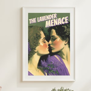 Lesbian Pulp Book Cover Poster The Lavender Menace Sapphic Art Print Lesbian Art Print WLW Art Lesbian Wall Art Lesbian Gift