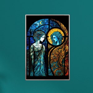 Stained Glass Style Sapphic Art Print Lesbian Wall Art Queer Art Lesbian Art Print Queer Art Print WLW Art Lesbian Poster Classic Art