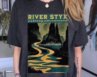River Styx Rafting Adventures Vintage Poster Shirt Greek Mythology Shirt Dark Academia Clothing Literary Shirt Bookish Shirt Reading Shirt