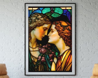 Vidrieras Estilo Sáfico Arte Sáfico Impresión Lésbica Arte Pared Sáfico Queer Arte Lésbico Imprimir Arte Queer Imprimir WLW Arte Cartel Lésbico
