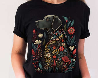 Floral Black Lab Shirt Cottagecore Black Labrador Mom Shirt Black Lab Shirt Cottagecore Clothes Black Lab Lover Gift Floral Dog Shirt