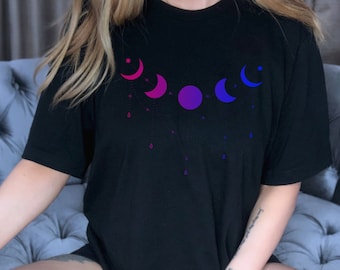 Subtle Bi Pride Shirt Subtle Pride Tshirt Celestial Moon Bi Shirt Subtle Bisexual Shirt Pride Clothing Bisexual Pride Discreet Pride Tee