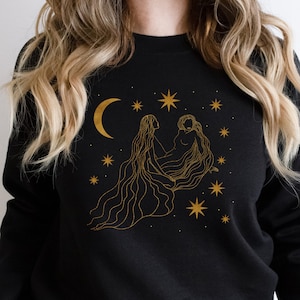 Sapphic Sweatshirt Subtle Lesbian Pride Sweater Celestial Moon Goddess Pullover Moon Child Witchy LGBTQ Discreet Lesbian Girlfriend Crewneck