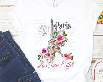 Vintage Style Paris Childrens T-Shirt Paris Shirt Travel Shirt Paris Gifts Bonjour T Shirt Honeymoon Shirt Eiffel Tower French Kids Shirt