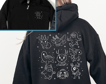Celestial Cryptid Zip Hoodie Cryptidcore Sweatshirt Cryptozoology Shirt Cute Cryptid Sweater Baby Cryptids Mothman Shirt Bigfoot Shirt