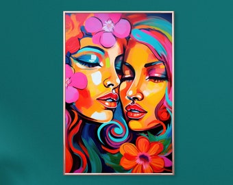 Estilo pop arte arte sáfico arte lésbico pared arte sáfico arte impresión sáfico queer arte lesbiana arte impresión queer arte impresión WLW arte sutil orgullo arte