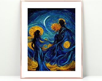 Hades and Persephone Starry Night Art Print Greek Mythology Art Print Greek Mythology Poster Mythology Wall Art Greek Wall Art