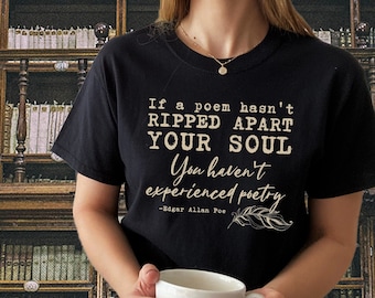 Camisa do poeta escuro academia edgar allan poe roupas bookish camisas literárias camiseta bibliotecário livro clube biblioteca camiseta