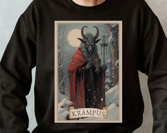 Krampus Sweatshirt Tarot Card Christmas Card Sweatshirt Krampus Sweater Cryptid  Weird Sweatshirt Monster Sweatshirt