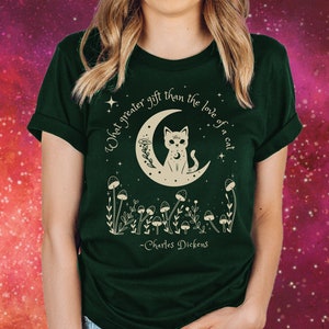 Poet Shirt Dickens Cat Quote T Shirt Dark Academia Clothing Bookish Shirts Literary Tee Literature TShirt Librarian Book Club Library Shirt