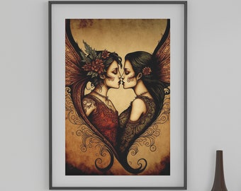 Sapphic Art Print Sapphic Fairy Art Print Lesbian Art Queer Art Lesbian Art Print WLW Art Lesbian Wall Art Subtle Pride Art Lesbian Poster