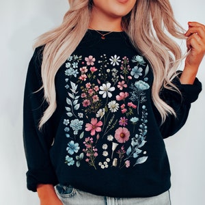Trans Pride Wildflowers Sweatshirt Subtle Trans Pride Sweatshirt Trans Sweatshirt Discreet Pride Shirt Pride Outfit Trans Flower LGBTQ Pride