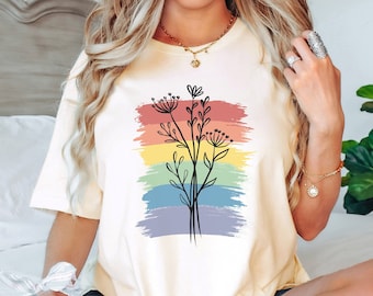 Subtle Gay Pride Wildflowers Shirt Subtle Pride Shirt Discreet Pride Shirt Subtle Gay Pride Outfit Rainbow Flowers Shirt LGBTQ Pride Shirt